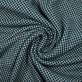 Lainage jacquard mini pied de poule blanc cassé et bleu canard