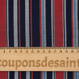 Sergé de viscose tissé-teint à rayures rouges