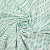 Voile de coton tissé-teint rayé vert fond blanc