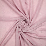 Voile de polyester brodé floral bohème rose poudré