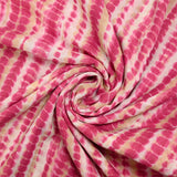 Voile polycoton imprimé ossement rose et beige fond blanc
