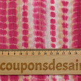 Voile polycoton imprimé ossement rose et beige fond blanc