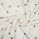 Double embroidered gauze bronze white background white