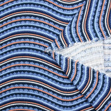 Double gauze printed wave and orange blue feather