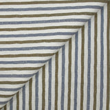 Coton doupionné effet seersucker rayé 7 mm marine et marron fond blanc cassé