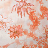Coton élasthanne élégance florale pêche fond blanc cassé