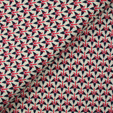 Coton et viscose imprimé graphique rouge fond écru