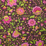 Coton imprimé jardin bohème rose bubblegum
