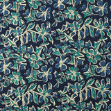 Coton indien imprimé Itanagar turquoise fond marine