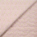 Coton Vichy brodé fond rose pastel