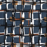 Crêpe viscose imprimé à carreaux fond bleu