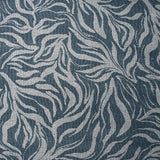 Crêpe viscose imprimé pointillisme feuilles ondulées bleu denim