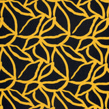 Crêpe viscose ottoman imprimé spaghetti ocre fond noir