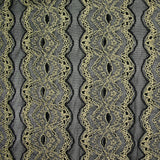 Dentelle polyester Martina jaune pâle fond noir
