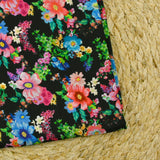 Doublure twill de viscose imprimé champs de fleurs fond noir