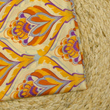 Doublure twill de viscose imprimé tapisserie orange fond jaune beurre