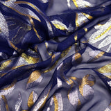 Silk Mousseline Lys Jacquard Tissées Gold and Silver