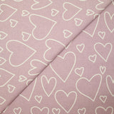 Flanelle imprimé cœurs fond mauve