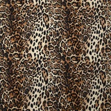 Gabardine de coton élasthanne léopard sauvage fond marron et écru
