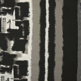Jersey imprimé illusion grège et blanc cassé fond noir