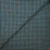 Lainage jacquard mini pied de poule blanc cassé et bleu canard