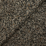 Laine mélangée bouclettes noires chevrons 60mm marron et écru