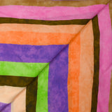Lyocell imprimé rayures colorées violet, marron et rose