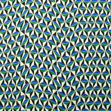 Maille crêpe imprimée vert et bleu graphique