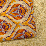 Maille de polyamide fine imprimée tapisserie orange fond jaune beurre