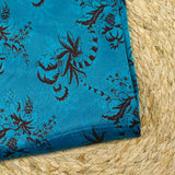 Maille de viscose satinée imprimée Versailles fond bleu turquoise