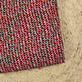 Maille jacquard polyviscose pois rouge et noir fond blanc