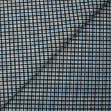 Maille Milano à carreaux bleu et noir fond blanc