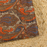 Maille Milano Lurex cachemire orange et bleu fond grège