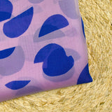 Organza de 100% soie imprimé pois fond mauve