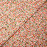 Polyester imprimé fleur rose et orange fond écru