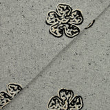 Polyviscose natté motifs floraux floqués gris