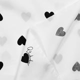 Cotton Poplin estampado Corazón negro Fondo blanco