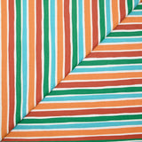 Popeline de coton imprimée rayée transat orange, vert et turquoise
