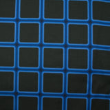 Satin de coton élasthanne carreaux bleu fond noir