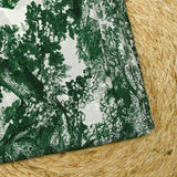 Satin de soie imprimé dans la jungle vert fond blanc