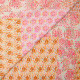 Simple pink cashmere patchwork printed gauze