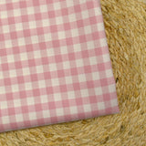 Tissu tailleur laine vichy rose et blanc cassé