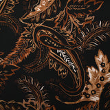 Twill de viscose imprimé cachemire marron fond noir