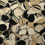 Twill de viscose imprimé cercles fantaisies sable fond écru