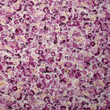 Viscose imprimée bruyères violet et beige fond blanc
