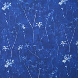 Viscose imprimée cyanotype fond bleu brumeux