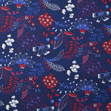 Viscose imprimée fleurs du Rajasthan rouge fond marine