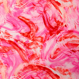 Viscose imprimée ouragan rose et rouge