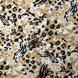 Viscose imprimée pensée animale beige fond blanc
