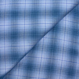 Viscose tissée teinte Laura à carreaux bleu
